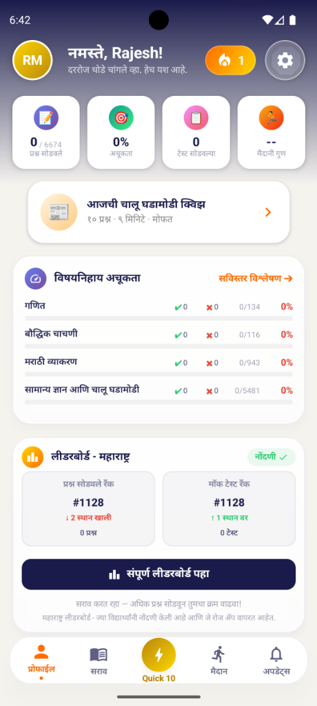 Jijaee Maha Police Bharti Prep Android App Dashboard Screenshot